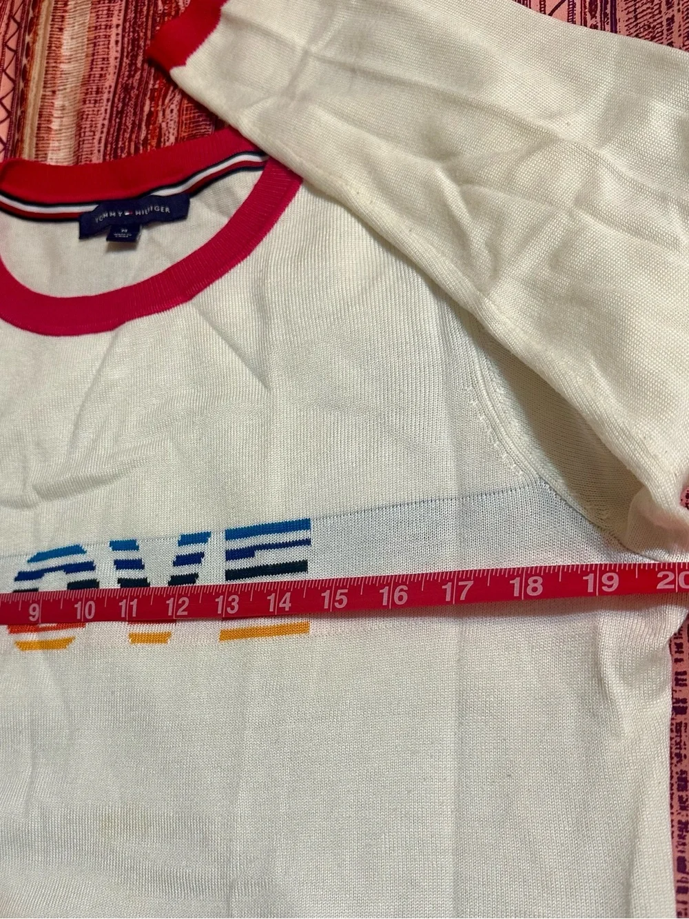 Tommy Hilfiger Rainbow LOVE Crewneck Sweater White Long Sleeve Knit Medium - Picture 8 of 12
